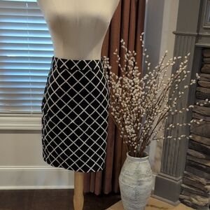 Banana Republic Black Pencil Skirt with White Diamond Lattice